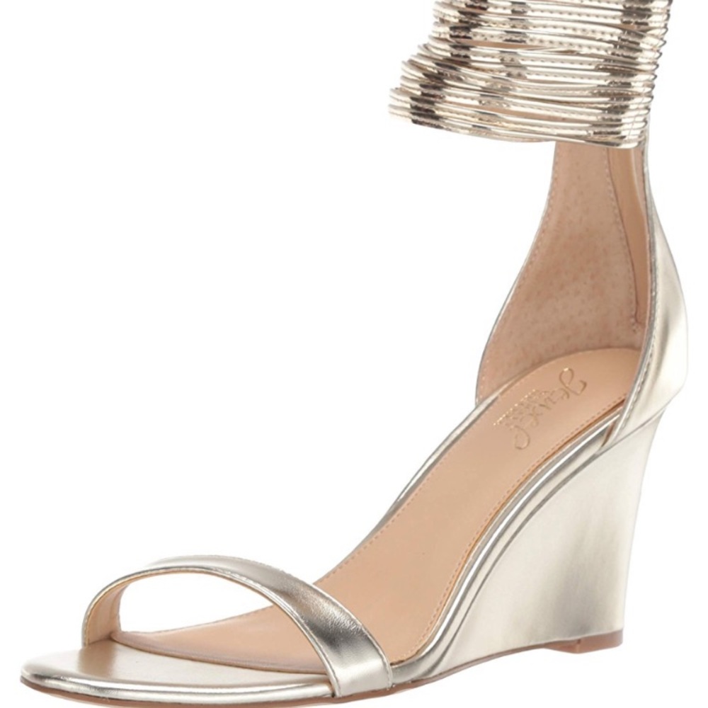 Badgley Mishka Silver Wedge Heels - Picture 2 of 5